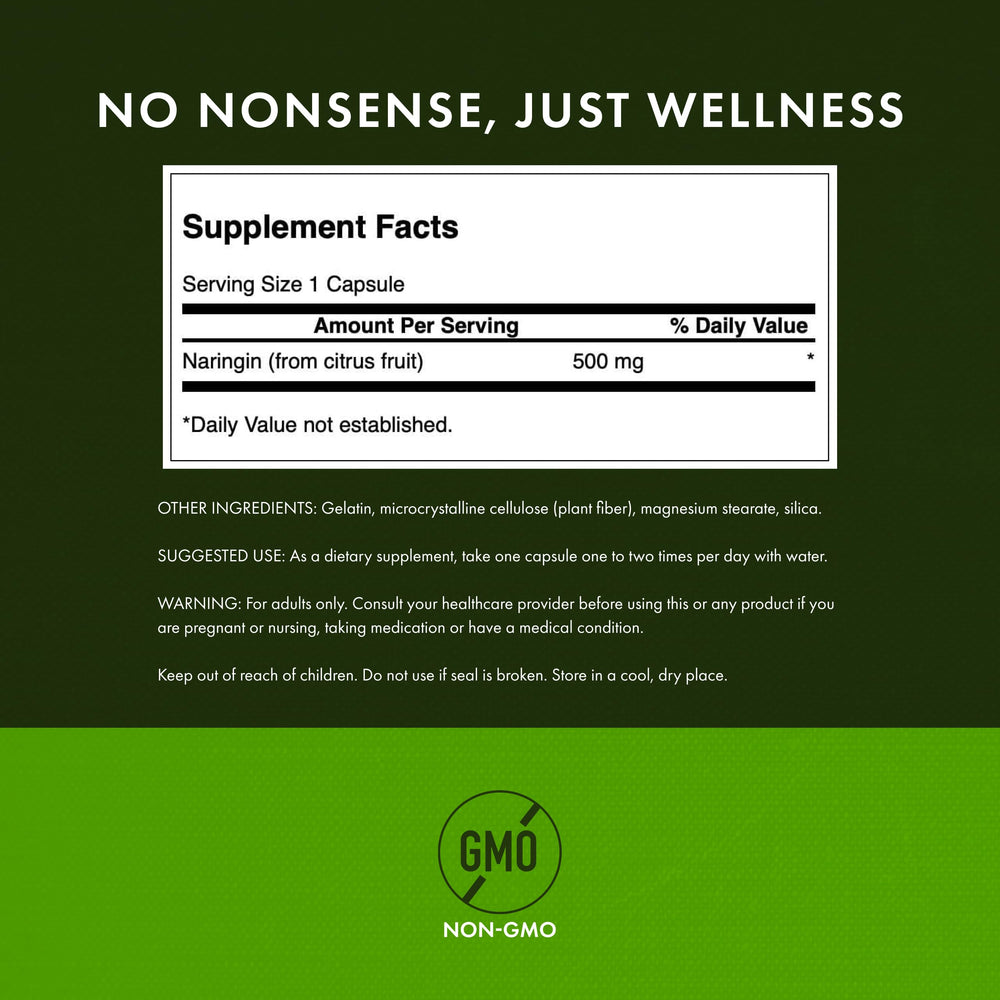 Swanson Naringin capsules close-up with citrus bioflavonoid in focus