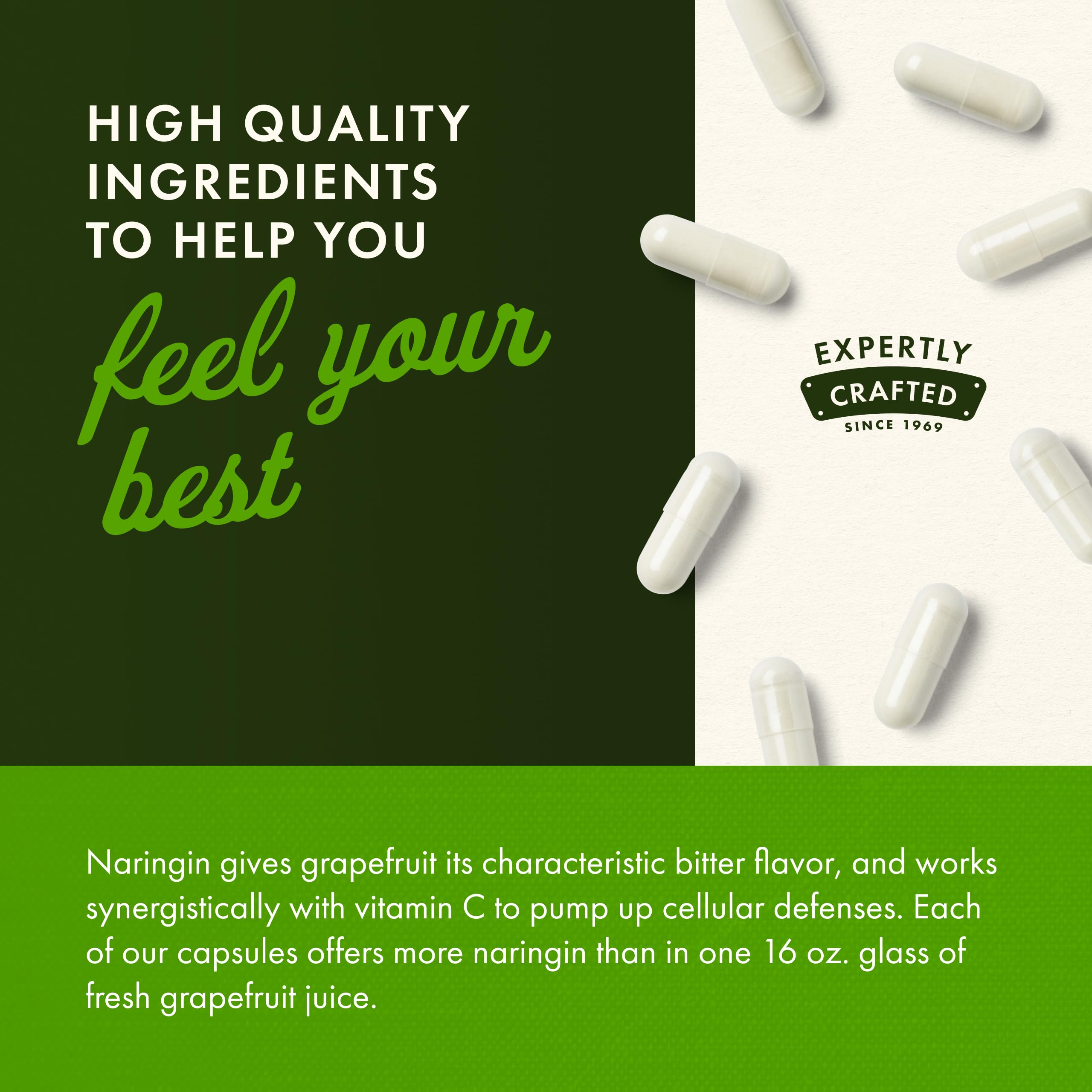 Swanson Naringin bottle label close-up showing GMP-tested assurance