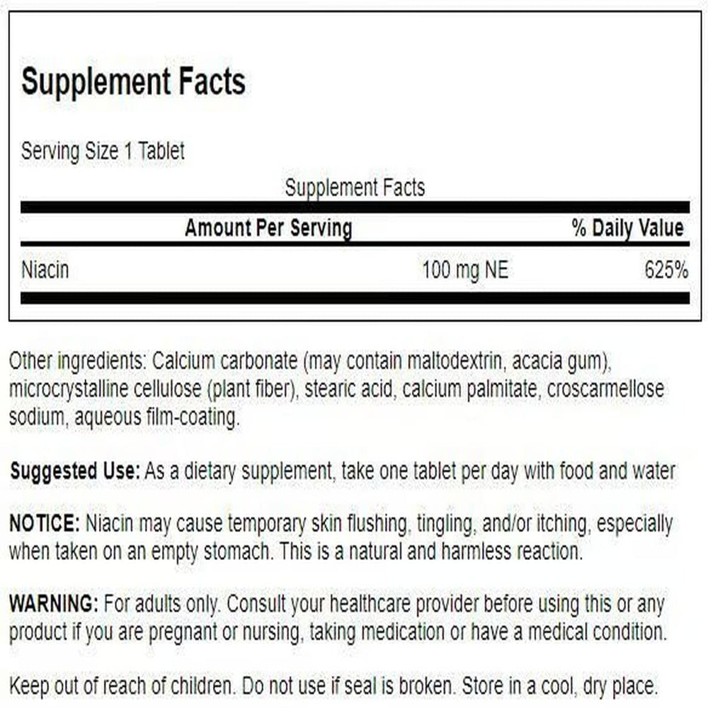 Swanson Niacin capsules poured, highlighting easy daily energy support.