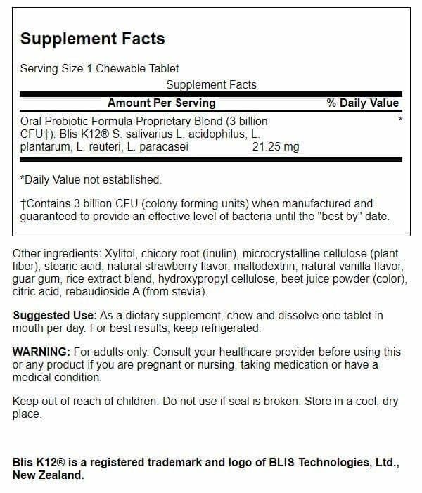 Swanson strawberry-flavor tablets easy to chew and dissolve for daily use