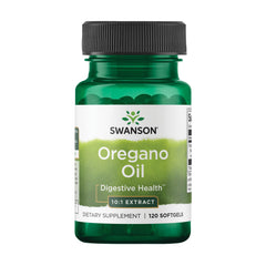 Swanson oregano oil 10:1 extract bottle highlights natural digestive support.