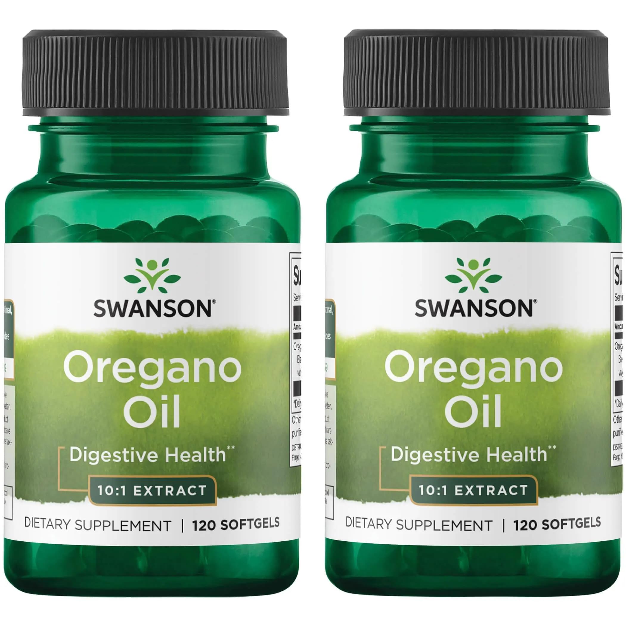 Swanson Oregano Oil 10:1 extract bottle close-up highlighting digestion support