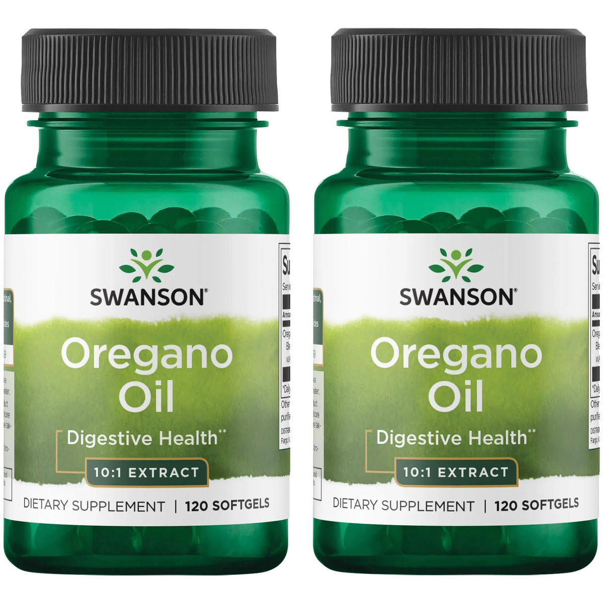 Swanson Oregano Oil 10:1 extract bottle close-up highlighting digestion support