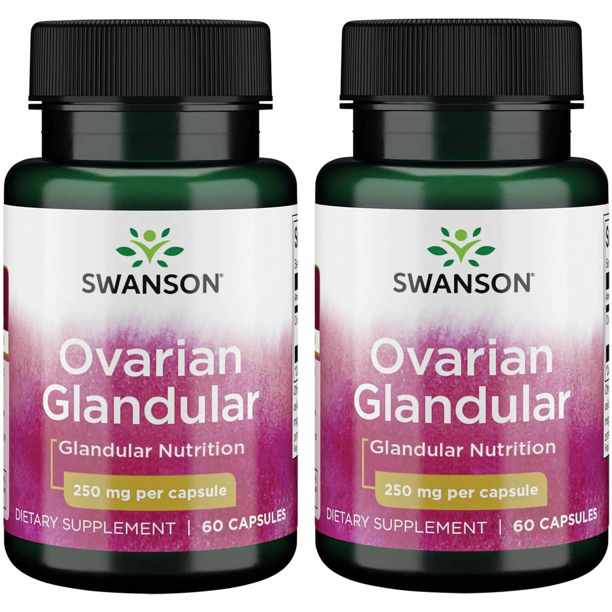 Swanson Ovarian Glandular bottle pour showing daily wellness support