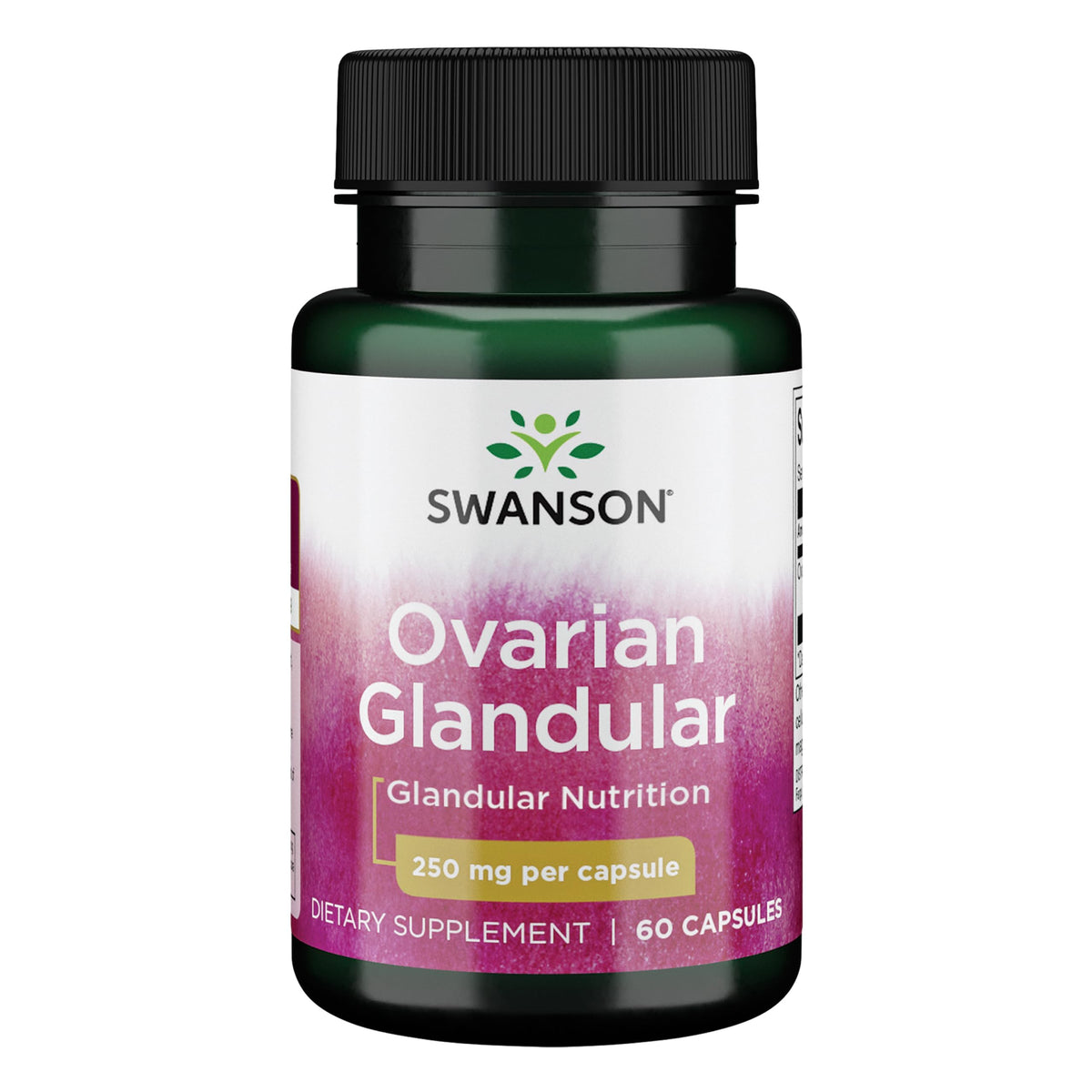 Swanson Ovarian Glandular bottle pour shows premium capsules for daily balance