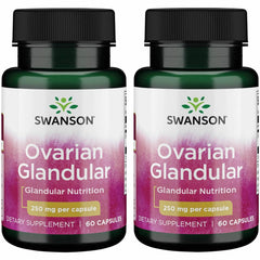 Swanson Ovarian Glandular bottle pour showing daily wellness support