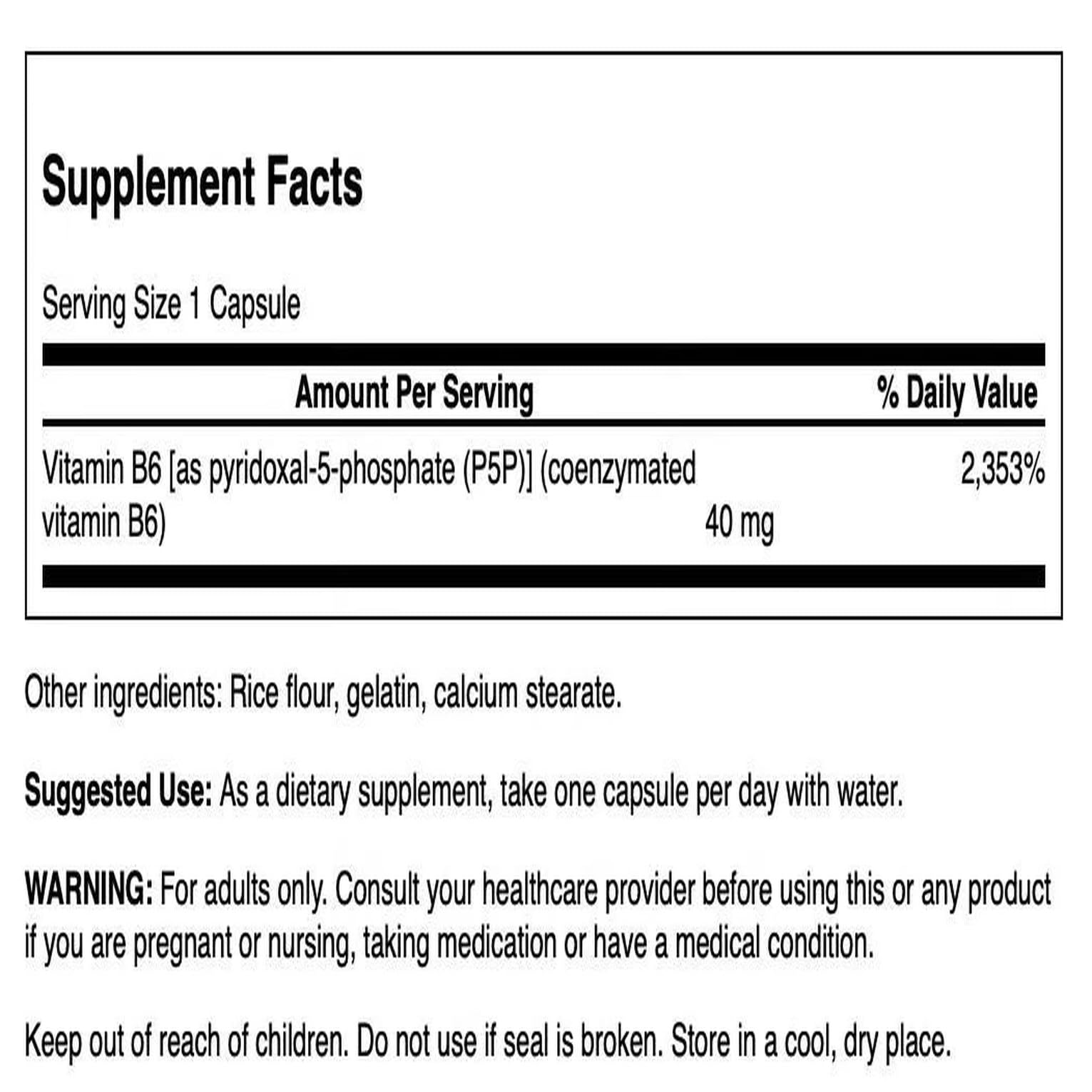 Swanson P-5-P capsules close-up showing easy-to-swallow form for convenient daily use.