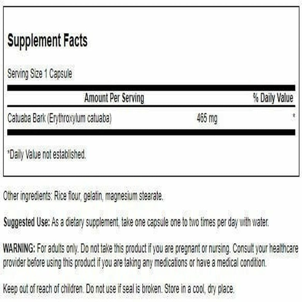 Swanson Passion Catuaba Bark capsules ready for daily use and subtle energy support