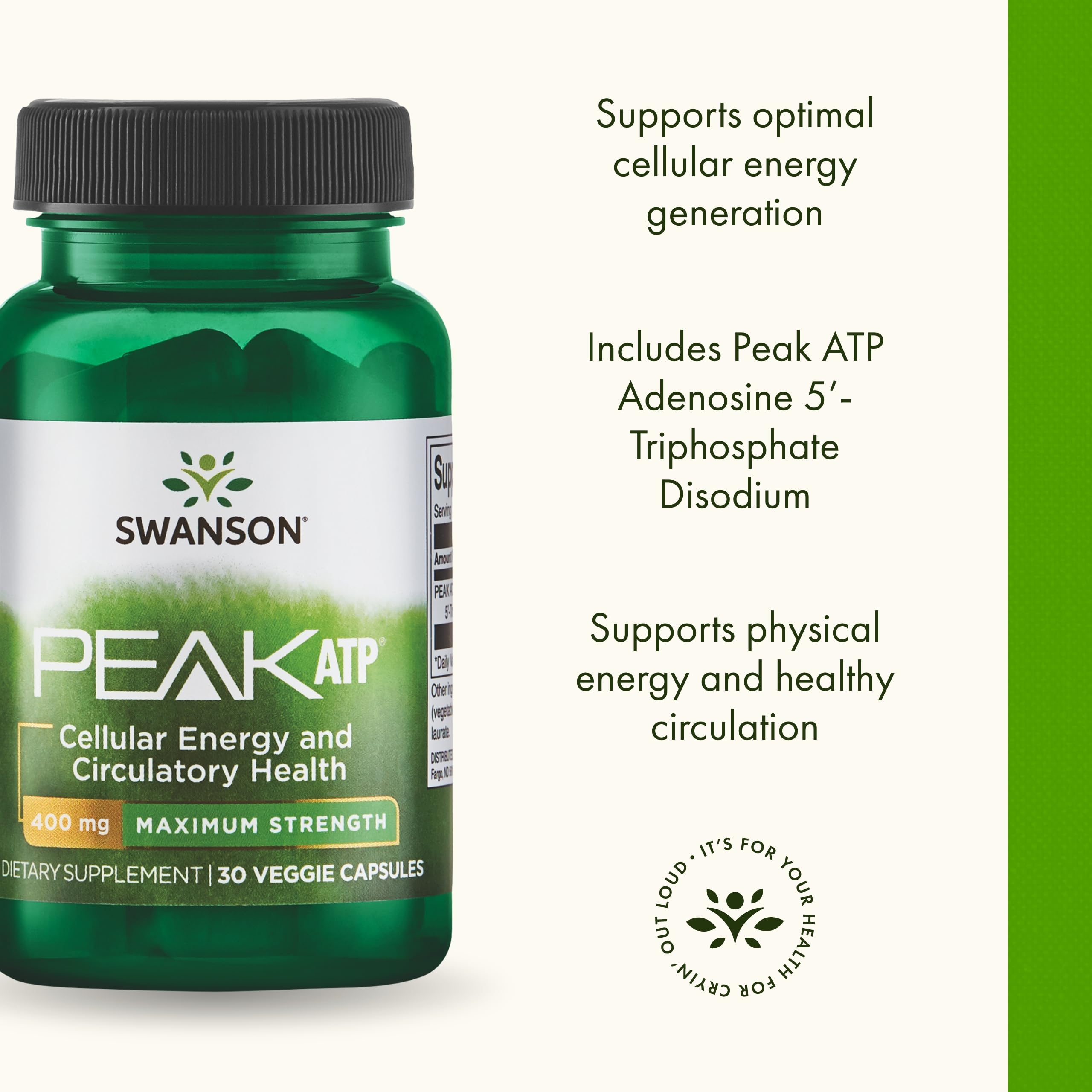 Swanson Peak ATP bottle pour shows daily consumption and easy dosing