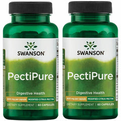 Swanson PectiPure bottle with 600 mg capsules for daily digestive and cellular health support.