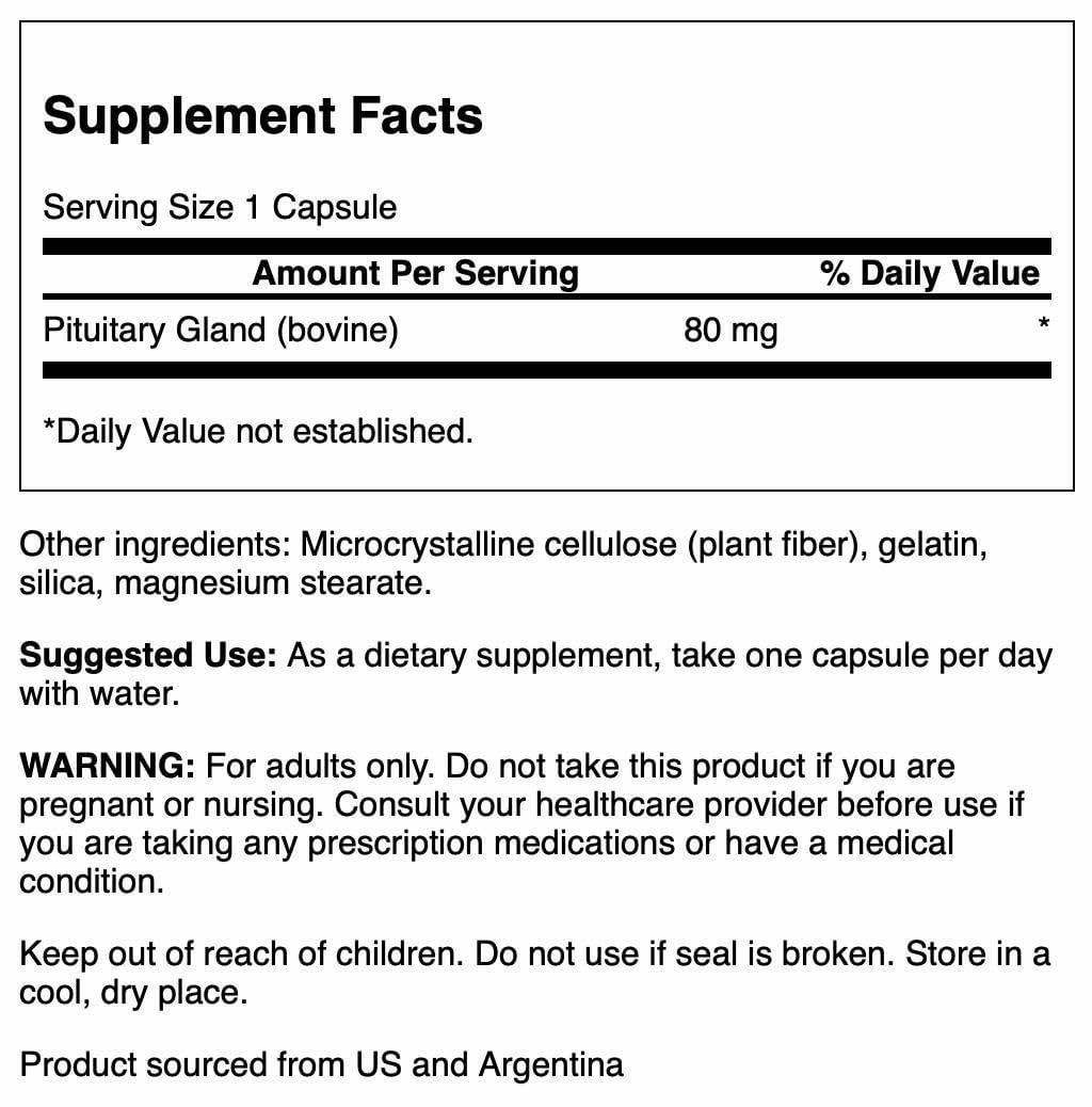 Swanson Pituitary Glandular capsules ready for daily supplementation.