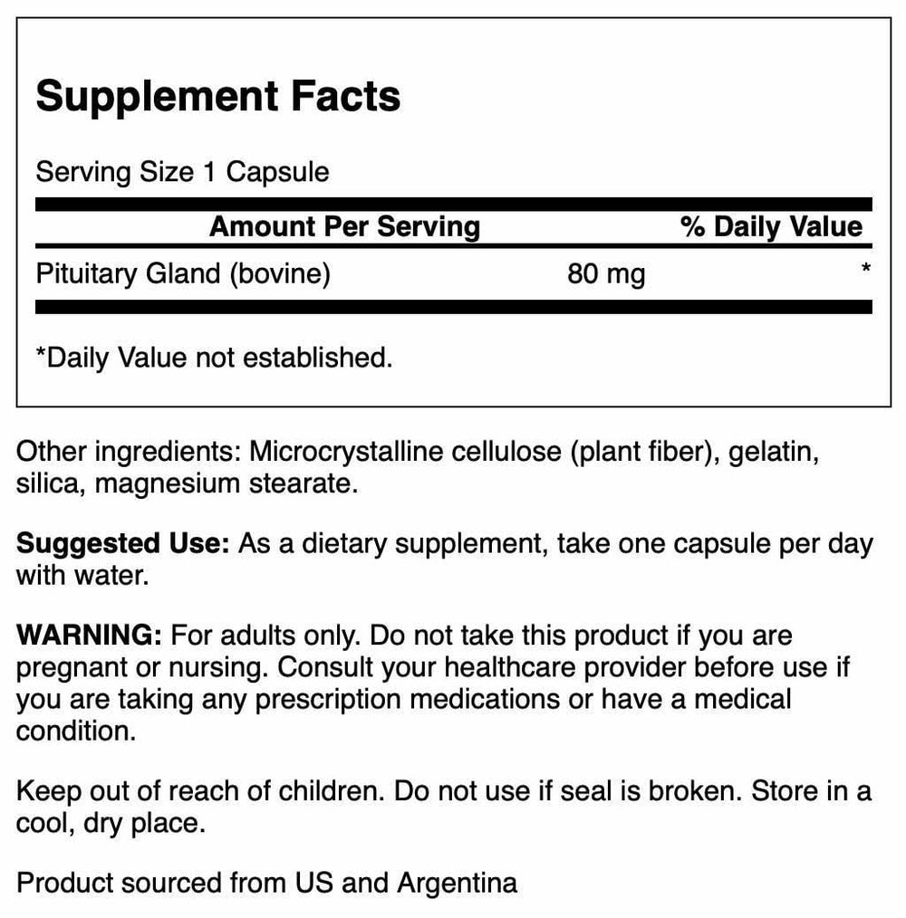 Swanson Pituitary Glandular capsules ready for daily supplementation.
