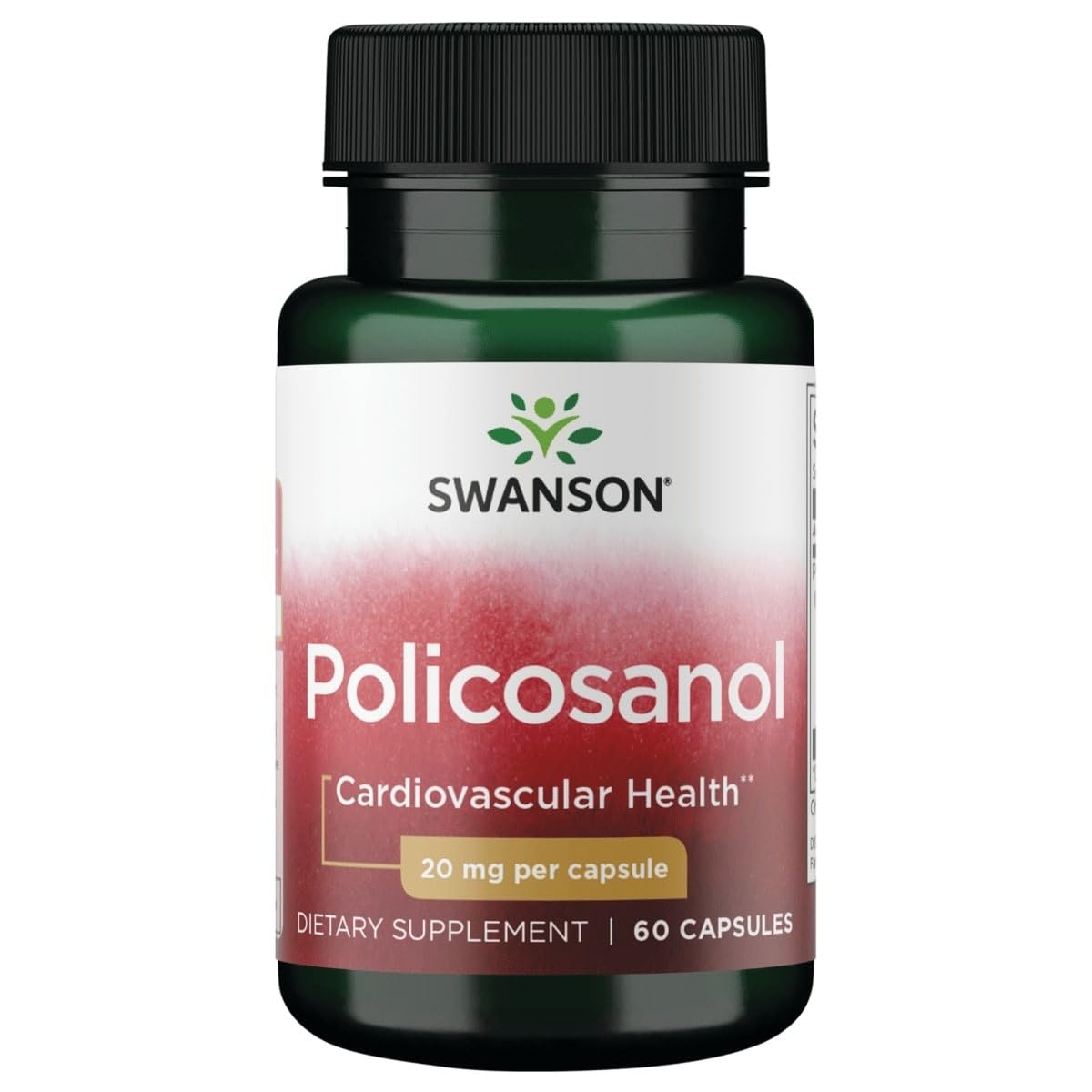 Swanson Policosanol bottle front displays brand and 60 capsules for heart health support