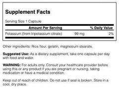Close-up of Swanson Potassium Citrate capsules in a bottle.