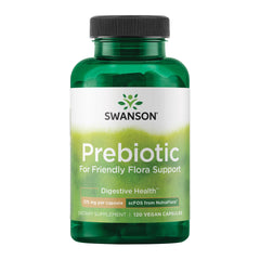 Swanson Prebiotic Capsules bottle closeup highlighting gut microflora support