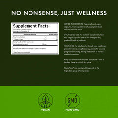 Label view of Swanson Prebiotic Capsules featuring NutraFlora prebiotic fiber
