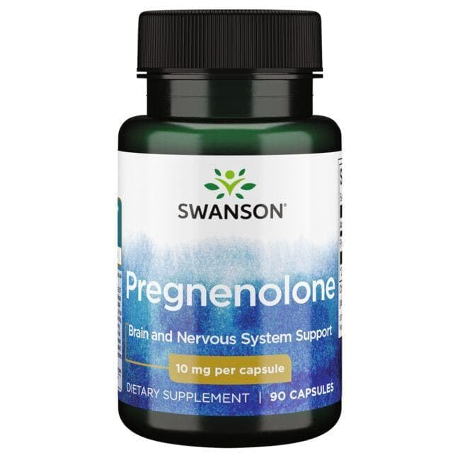 Swanson Pregnenolone bottle on shelf for easy home access.