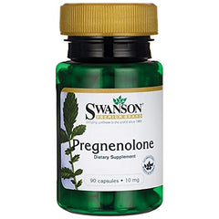 Swanson Pregnenolone capsules close-up highlighting convenient dosing.
