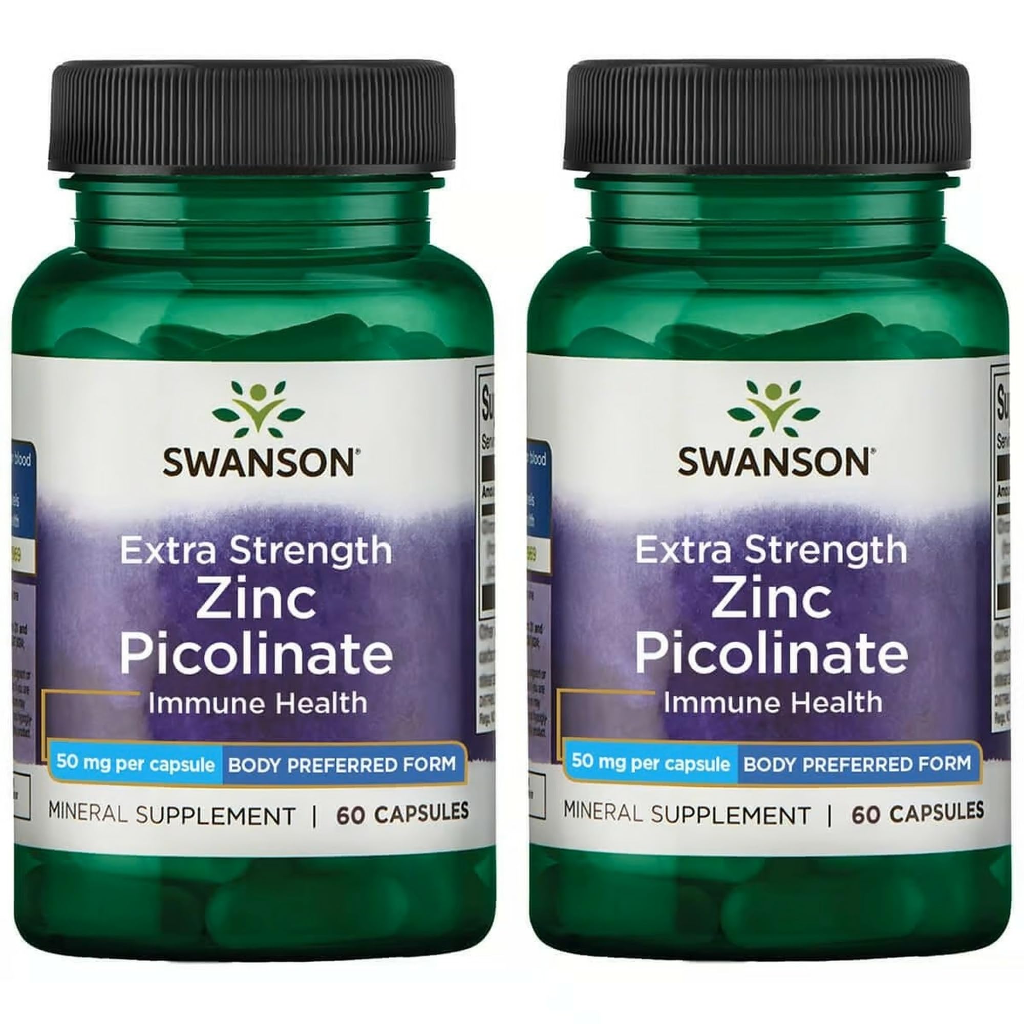 Swanson Premium Brand zinc picolinate bottle front shows potent immune support potential