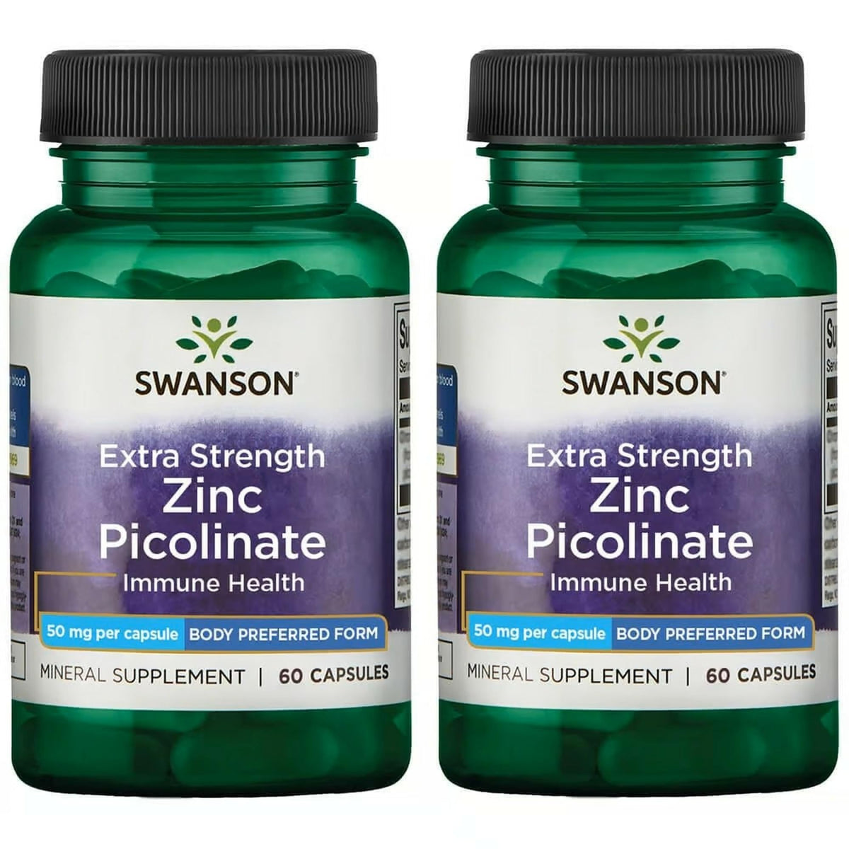 Swanson Premium Brand zinc picolinate bottle front shows potent immune support potential