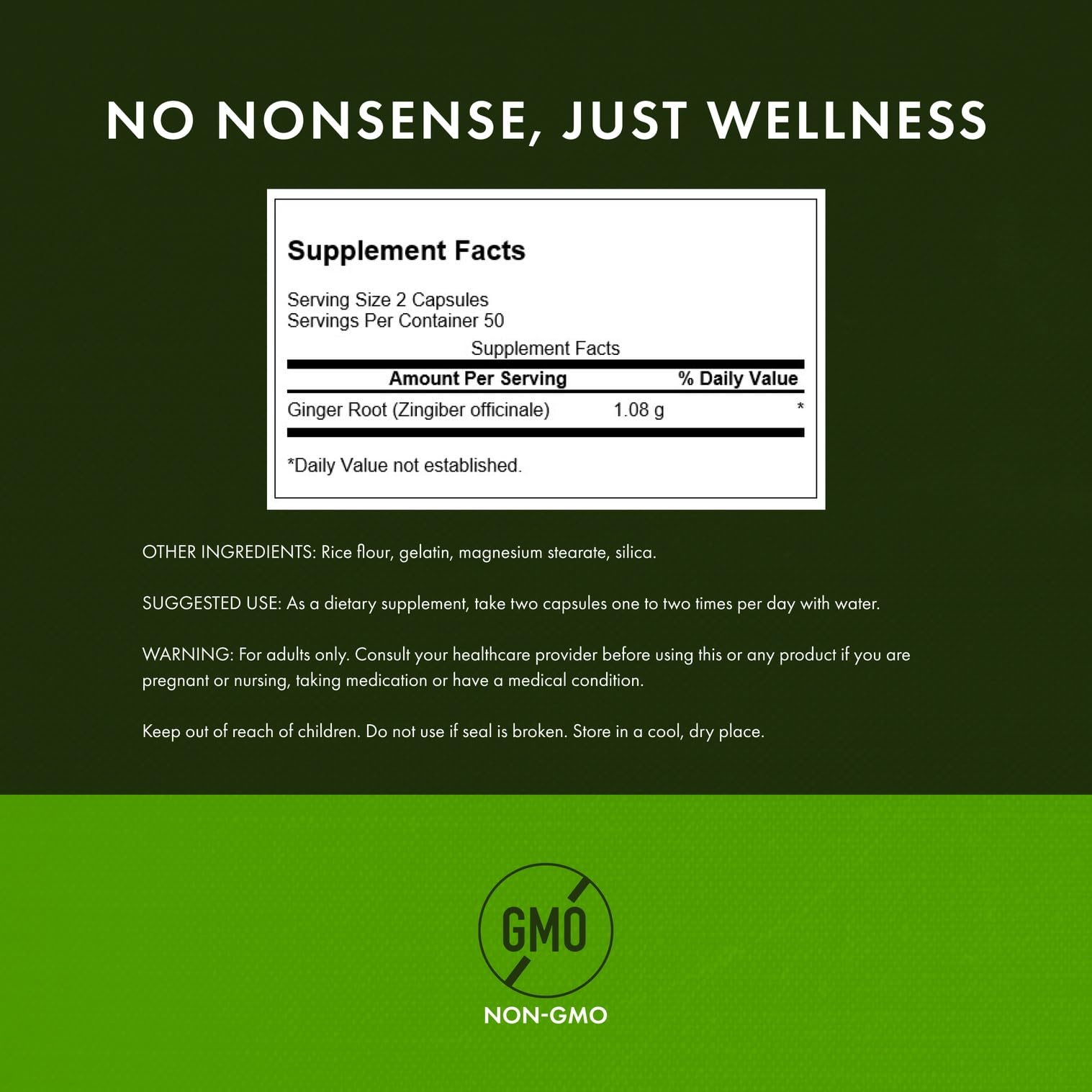 Swanson Premium Brand Ginger Root label detail, highlighting potency for reliable daily use