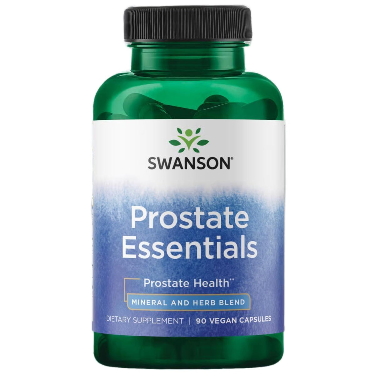 Swanson Prostate Essentials bottle with capsules highlighting daily urinary comfort