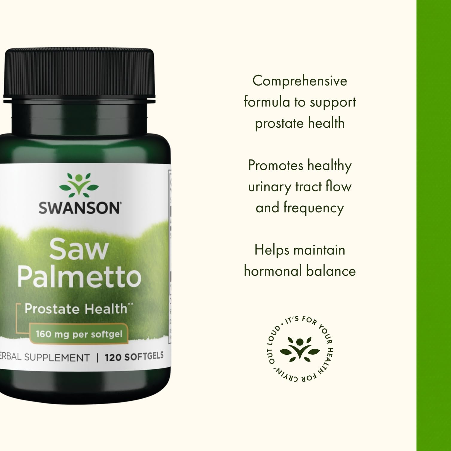 Swanson Prostate Health Urinary Support capsules in an easy-to-swallow softgel format.