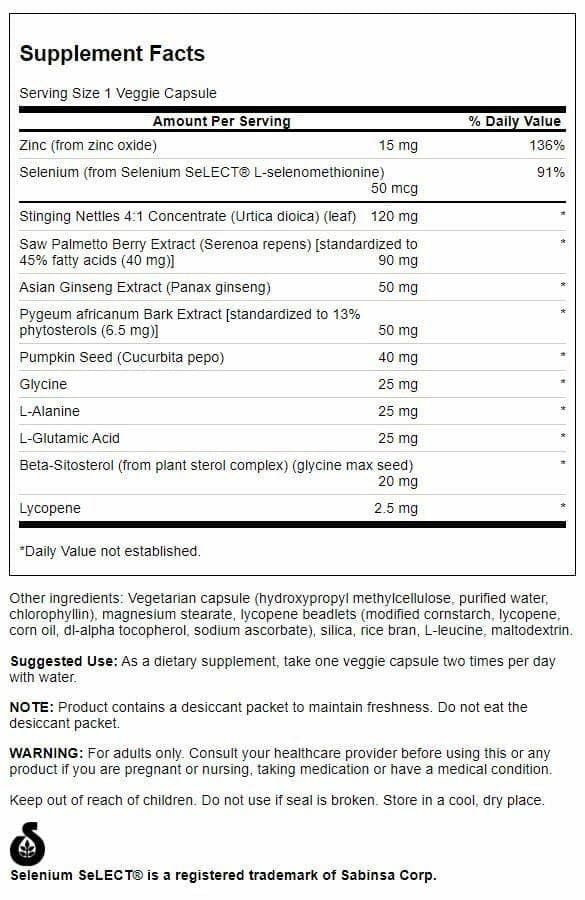 Swanson Prostate Plus capsules close-up for daily intake.