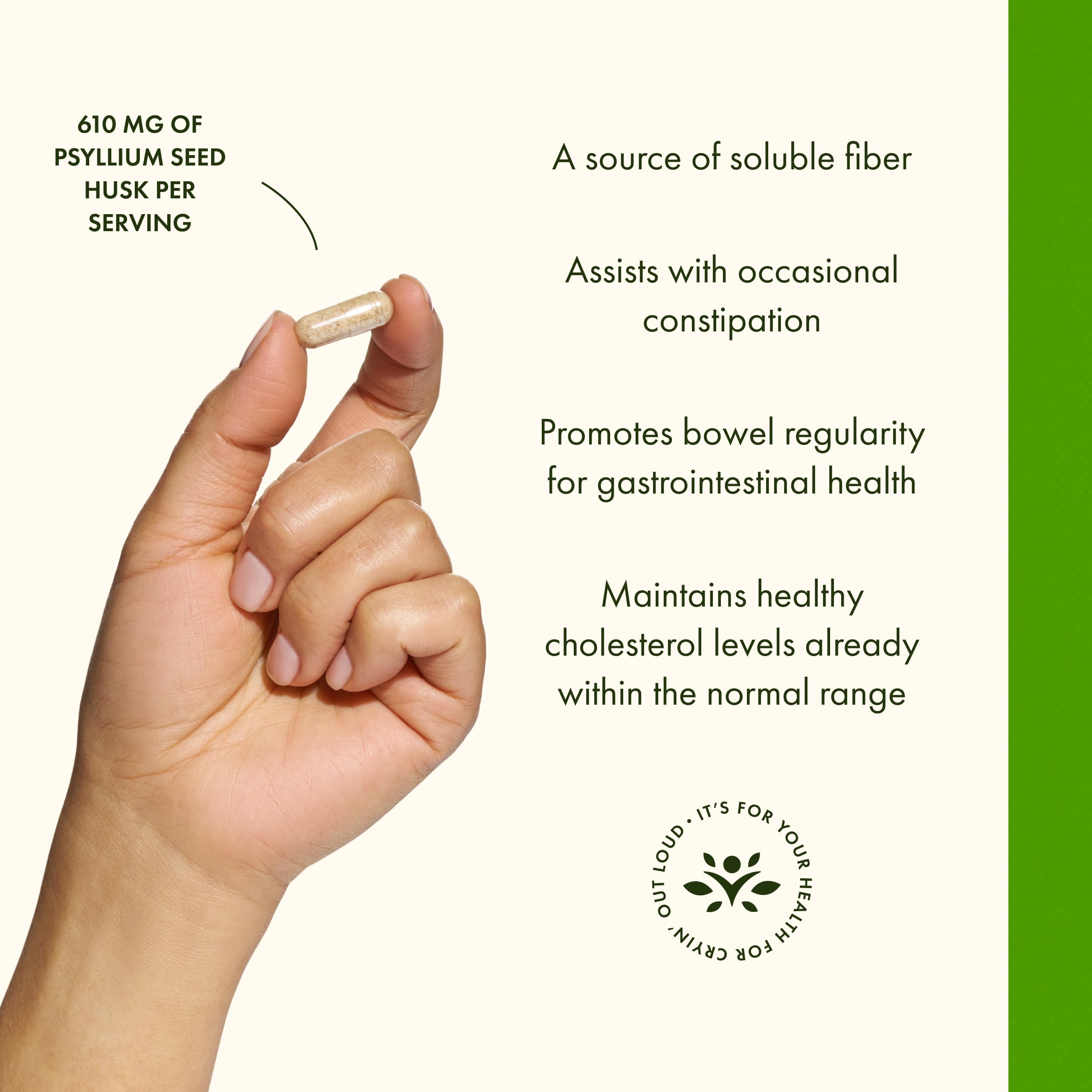 Swanson Psyllium Husk label detail highlighting quality and GMP testing.