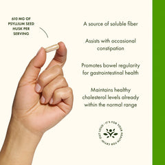 Swanson Psyllium Husk label detail highlighting quality and GMP testing.