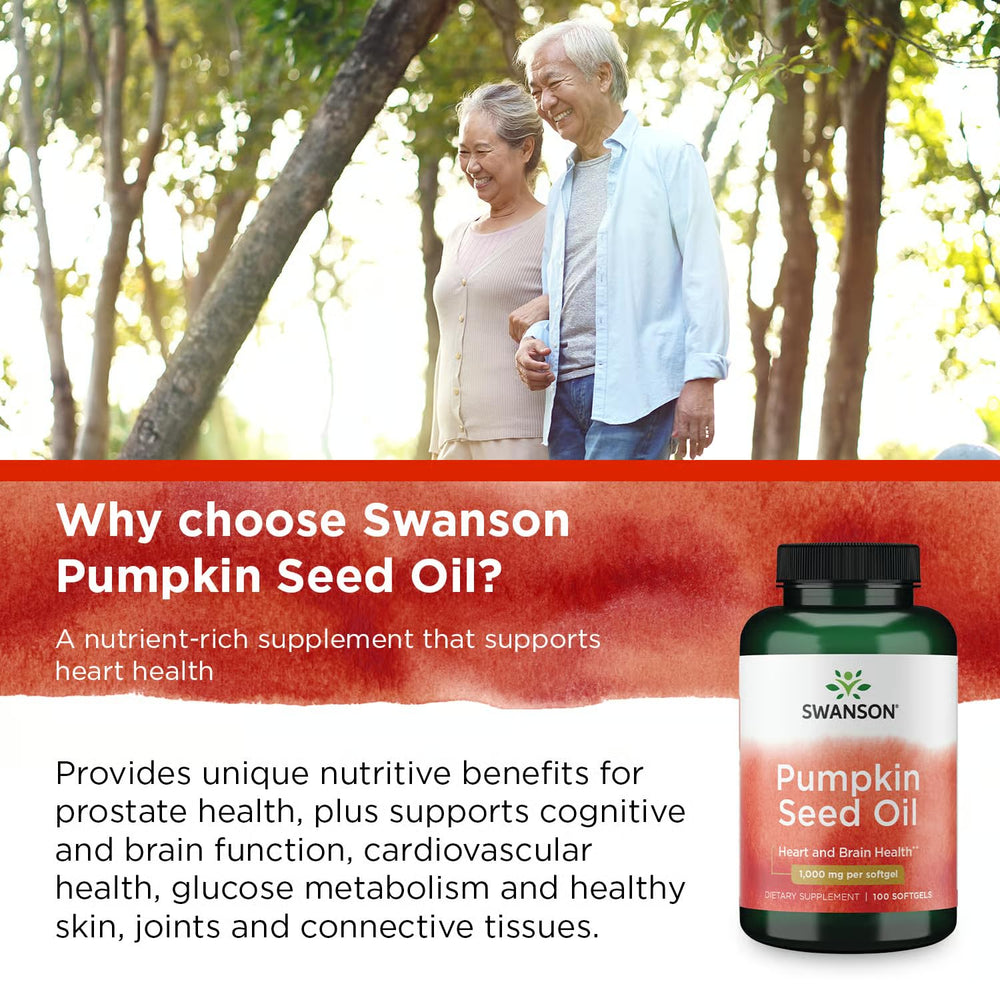 Swanson pumpkin seed oil label details highlighting 1000 mg per capsule.