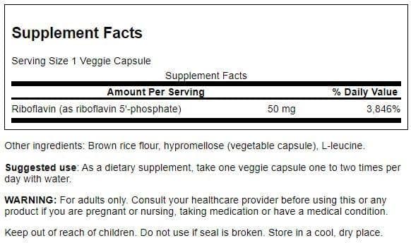 Close-up of Swanson R-5-P capsule designed for easy daily energy metabolism.