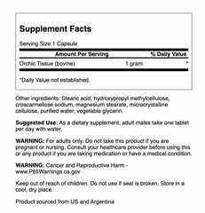 Swanson Raw Orchic Glandular tablets closeup showing easy daily dosing.