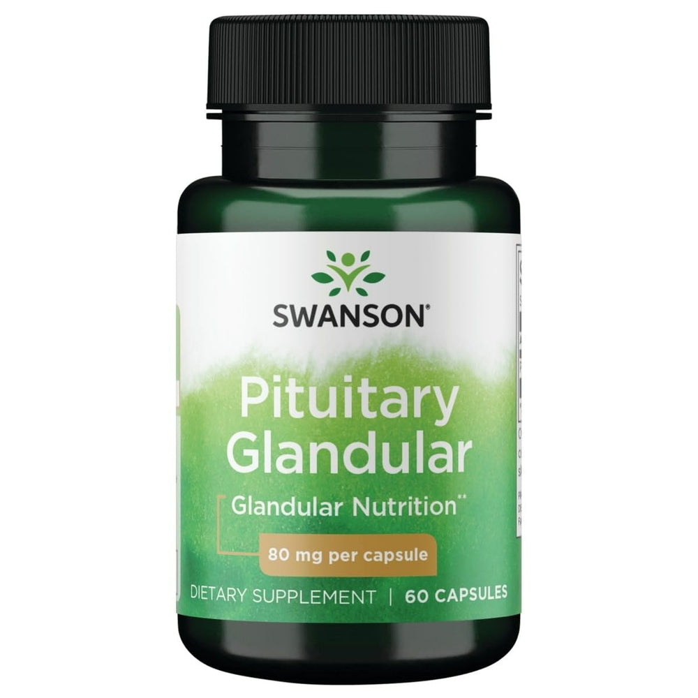Swanson Raw Pituitary Glandular bottle shows desiccated formula for purity.
