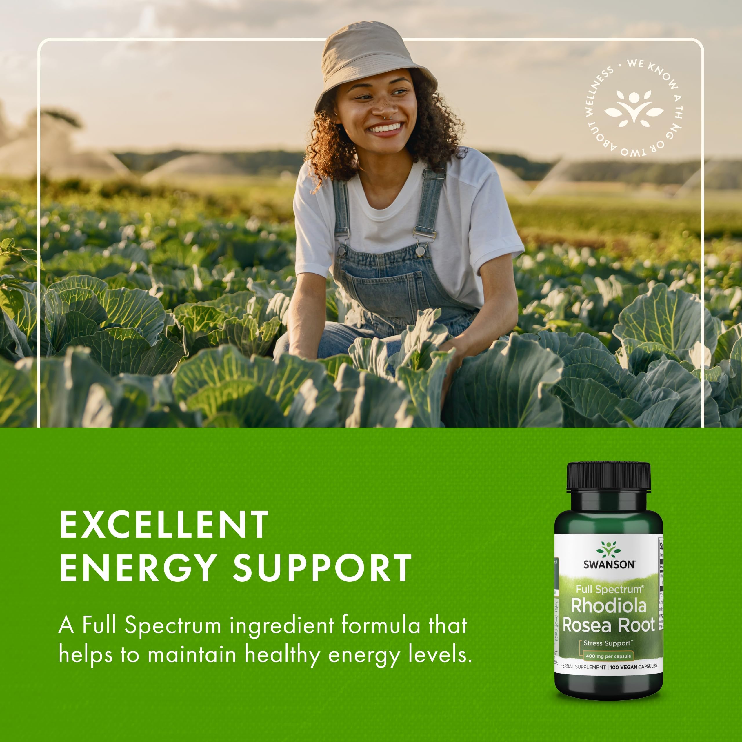 Swanson Rhodiola Rosea Root packaging with shelf life guidelines