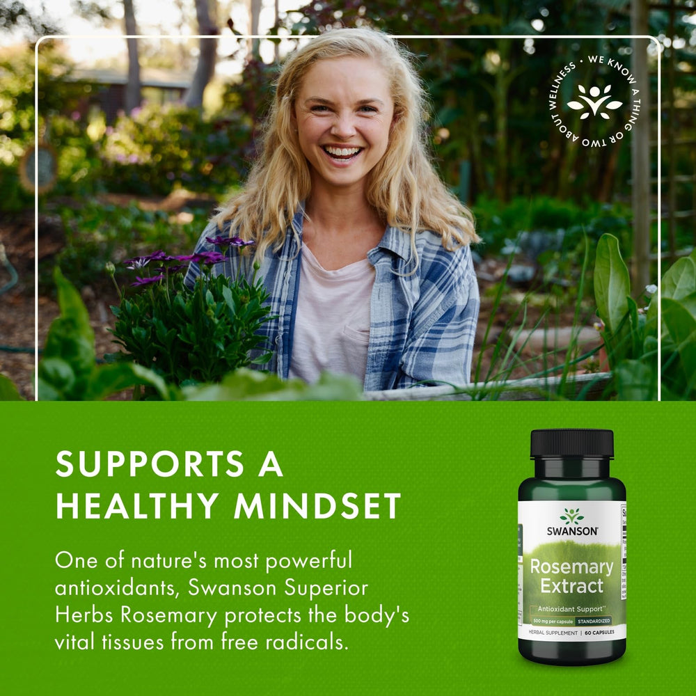 Swanson Rosemary Extract bottle closeup with label and dosage details