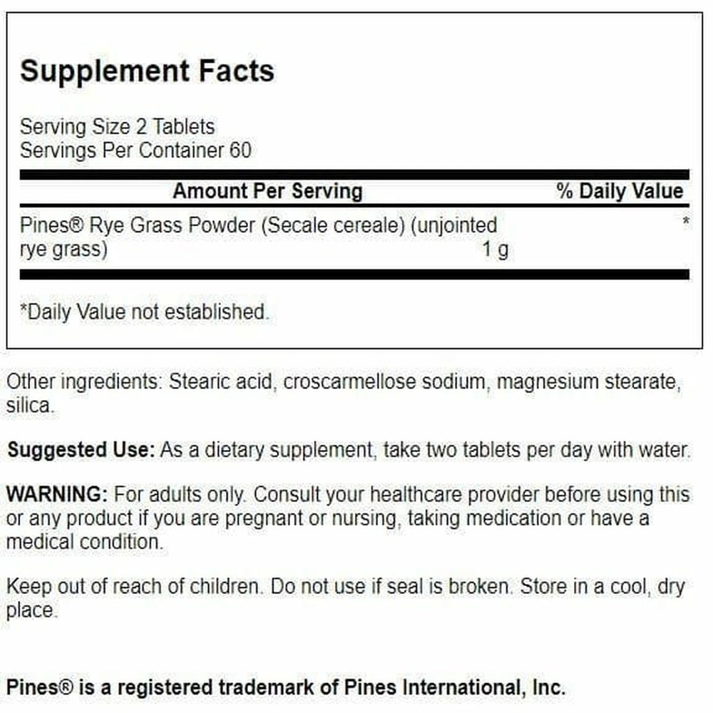 Swanson Rye Grass tablets shown for easy daily use