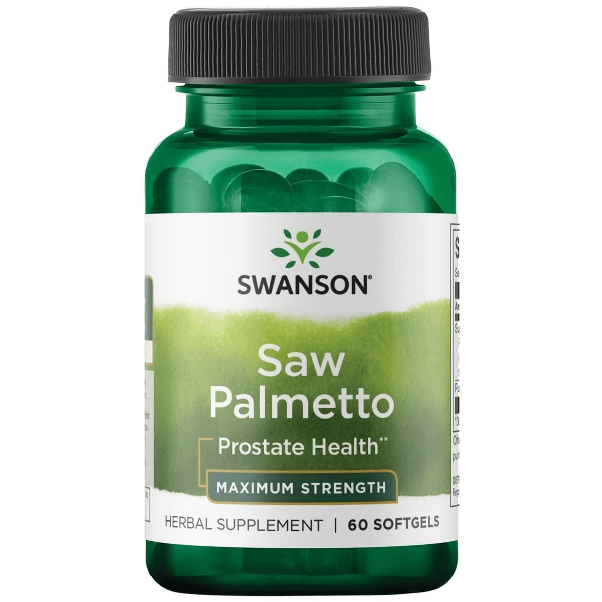 Swanson Saw Palmetto 320 mg bottle shown for daily prostate support