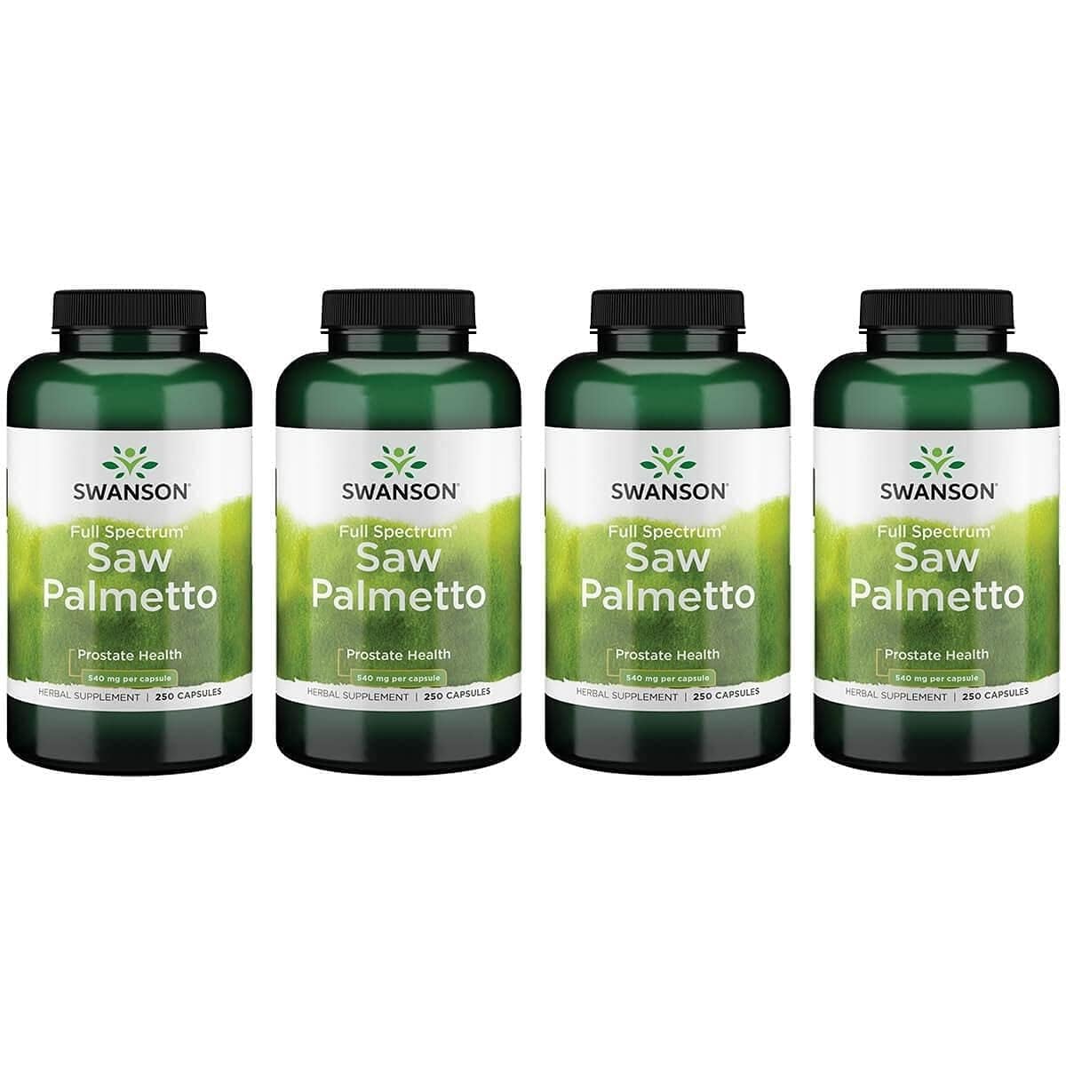 Swanson Saw Palmetto bottle with capsules for daily prostate health support.