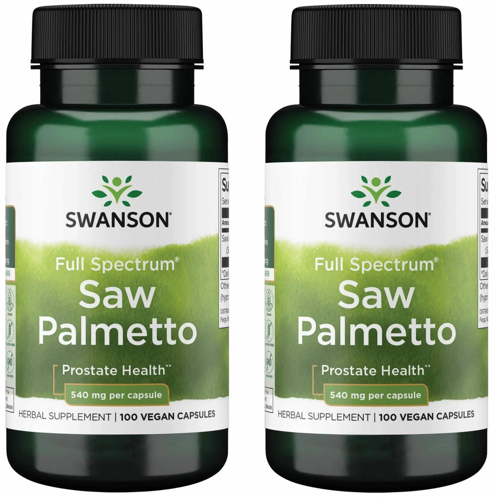 Swanson Saw Palmetto capsules in bottle front promote urinary health and daily balance.