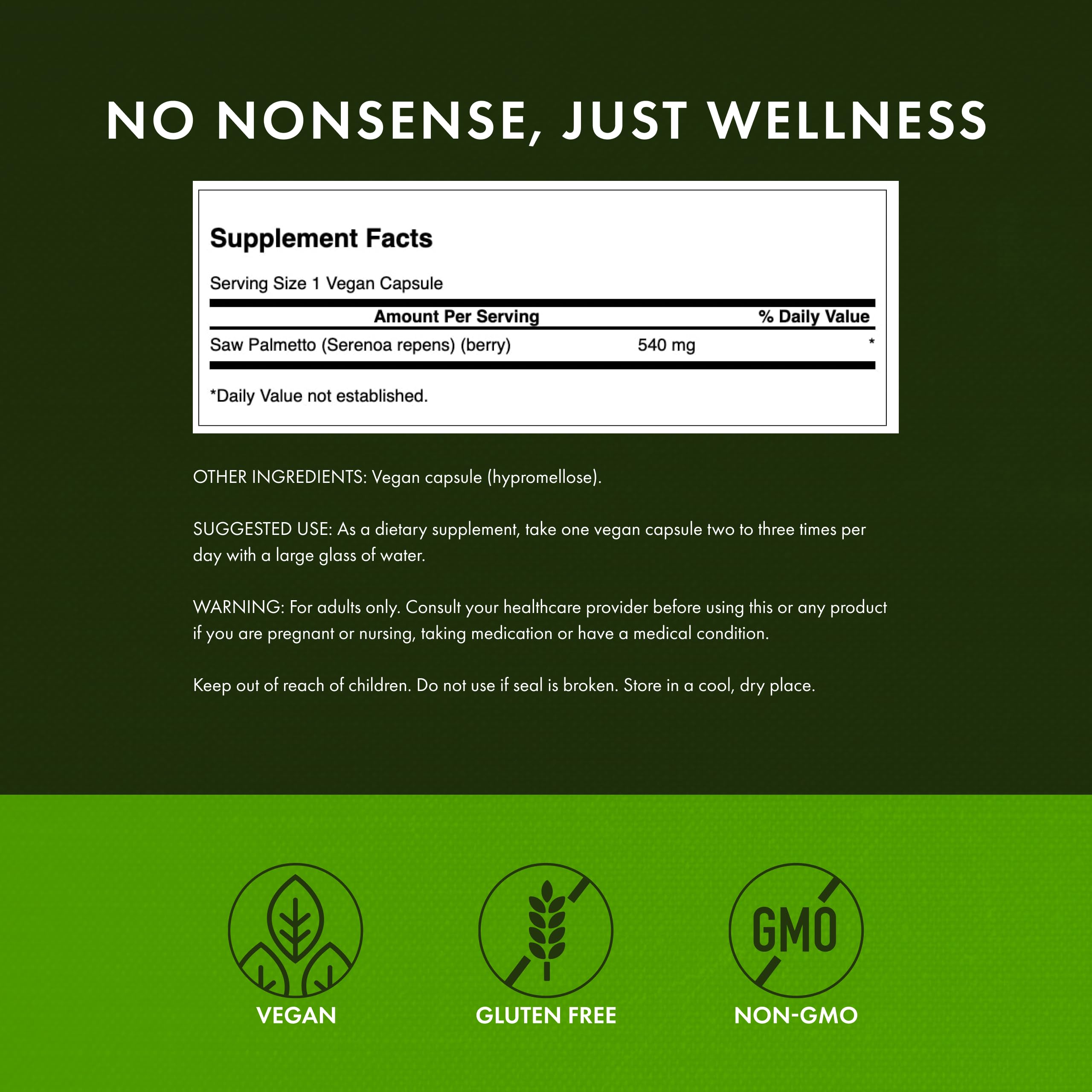 Swanson Saw Palmetto label detail showing natural formula