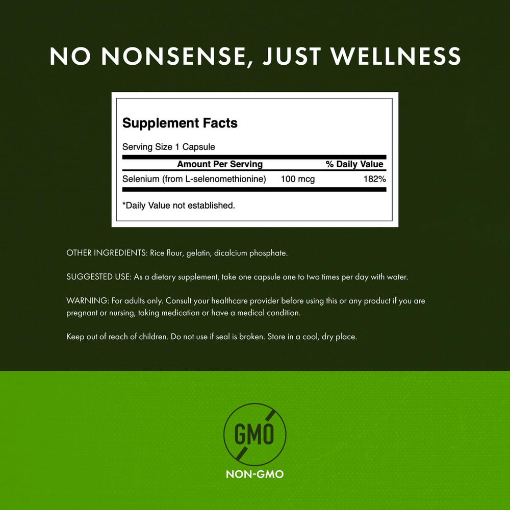 Swanson Selenium capsules closeup shows easy daily use for general wellness