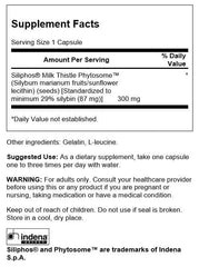 Swanson Siliphos Milk Thistle bottle back with clear ingredient information for informed choices.