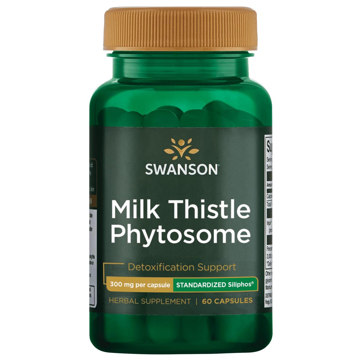 Swanson Siliphos Milk Thistle bottle front showing convenient 60-capsule packaging for daily use.