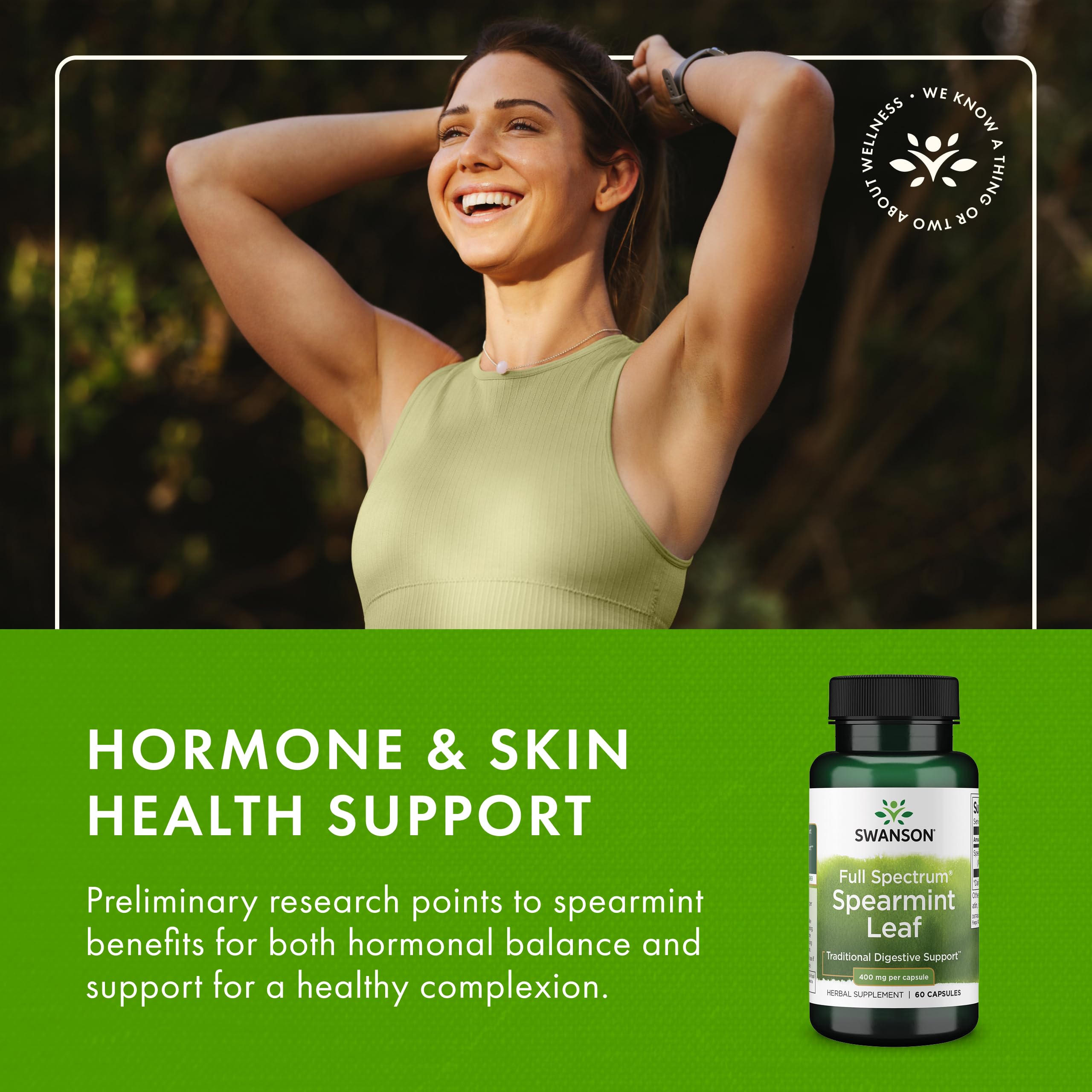 Swanson Spearmint Leaf capsules ready for a simple daily routine.