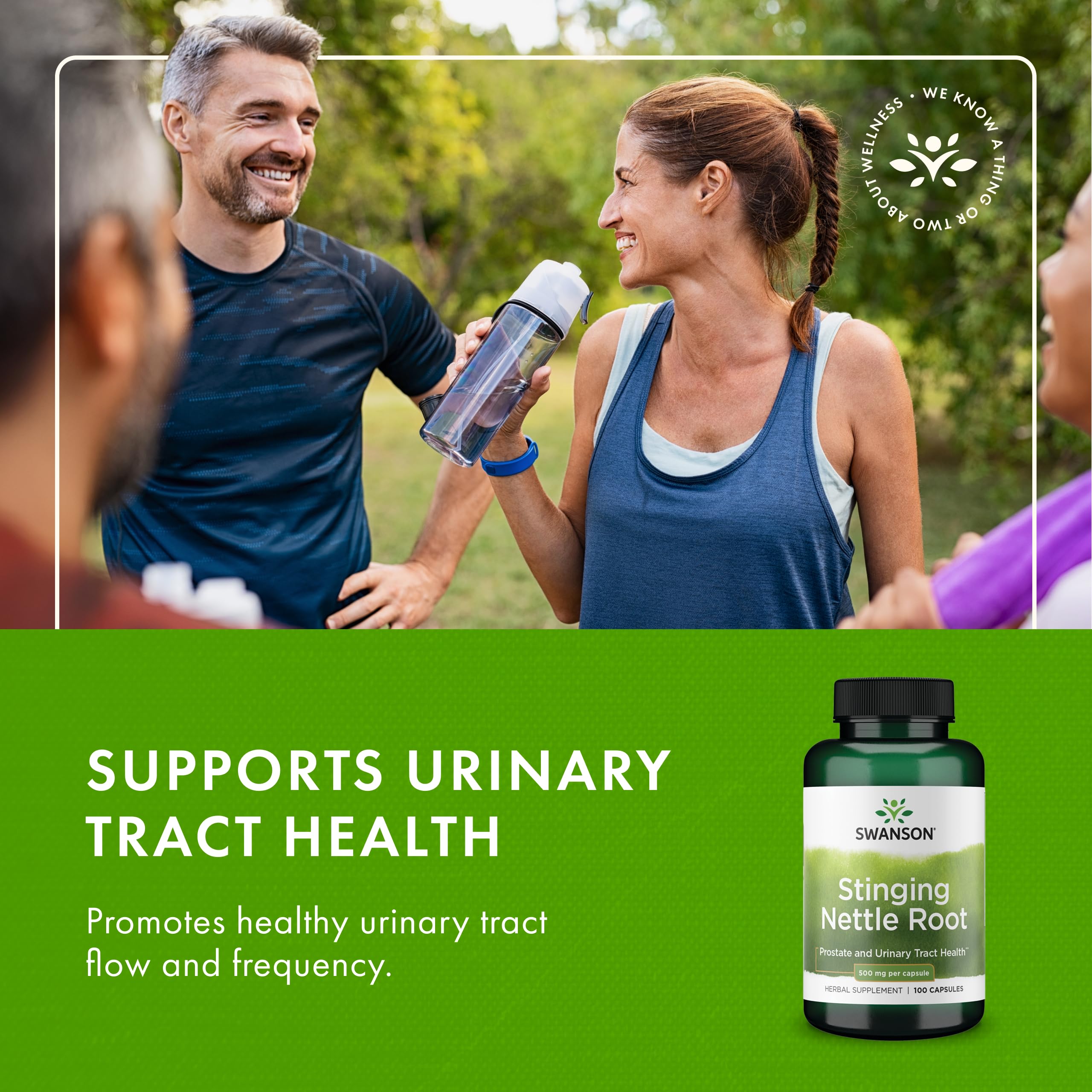 Swanson Stinging Nettle Root packaging with label details, conveying purity and potency.
