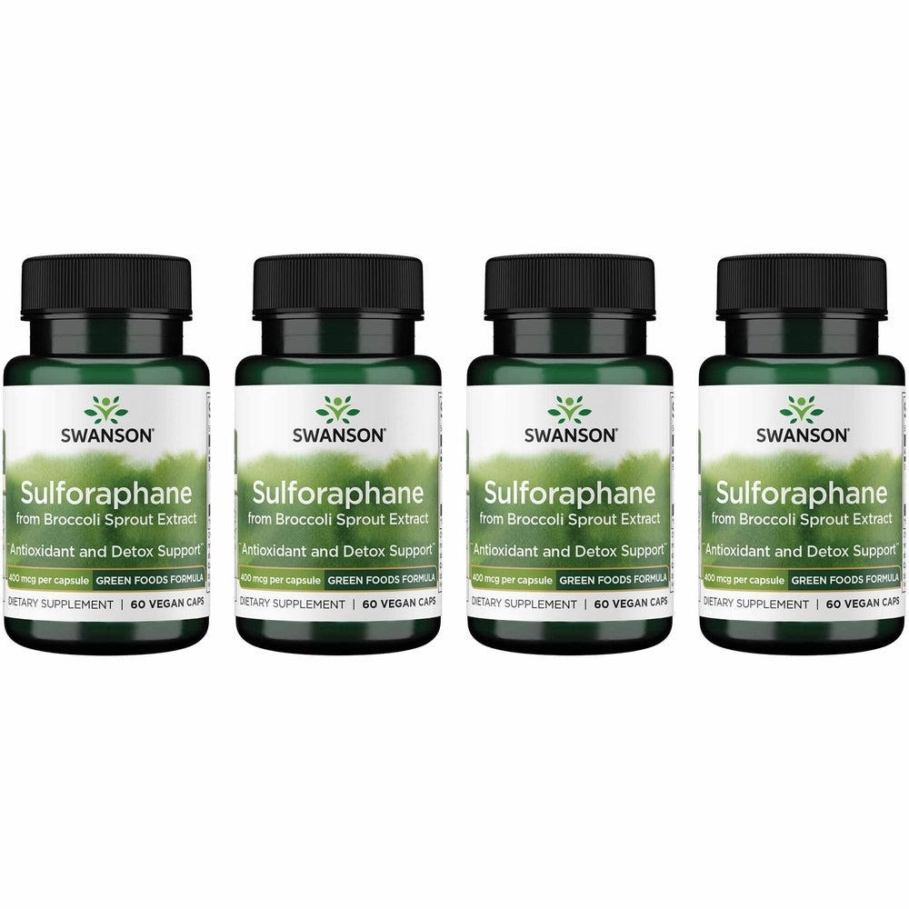 Swanson Sulforaphane bottle showing broccoli sprout extract benefits.