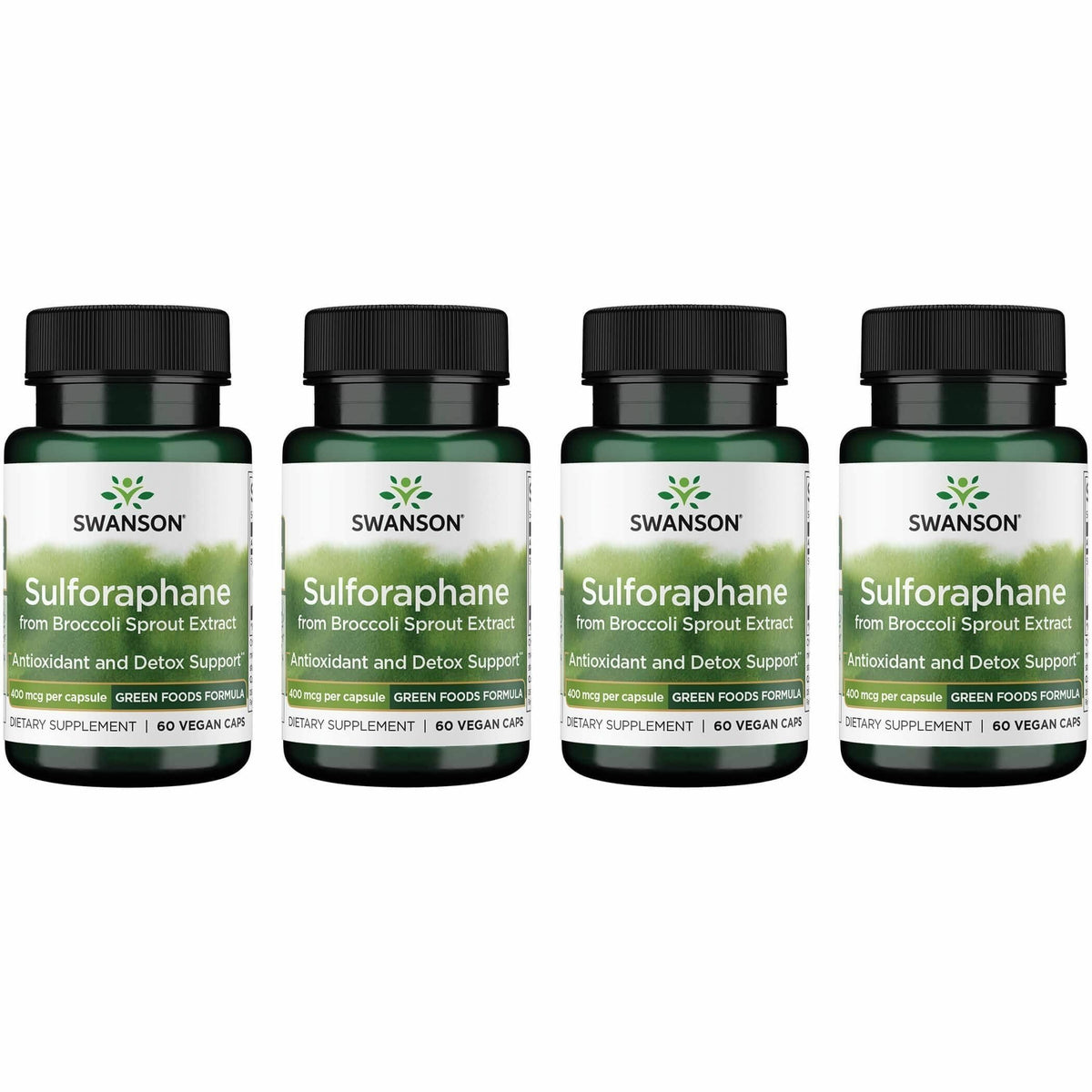 Swanson Sulforaphane bottle showing broccoli sprout extract benefits.