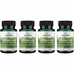 Swanson Sulforaphane bottle showing broccoli sprout extract benefits.