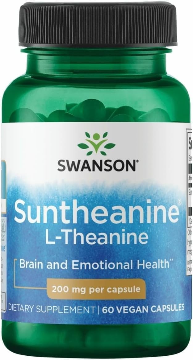 Swanson Suntheanine L-Theanine capsule for balanced calm support.